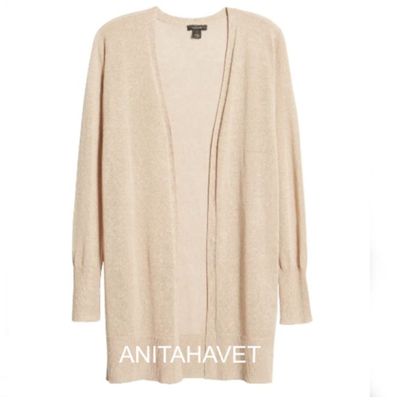 LONG OPEN CARDIGAN TAN COBBLESTONE - Picture 2 of 2